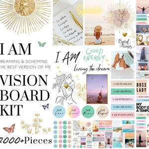 Vision Board 2025 Manifesta la felicità Mood Board stampabile in PDF per donne Citazioni ispiratrici Affermazioni positive Abbondanza Legge di attrazione