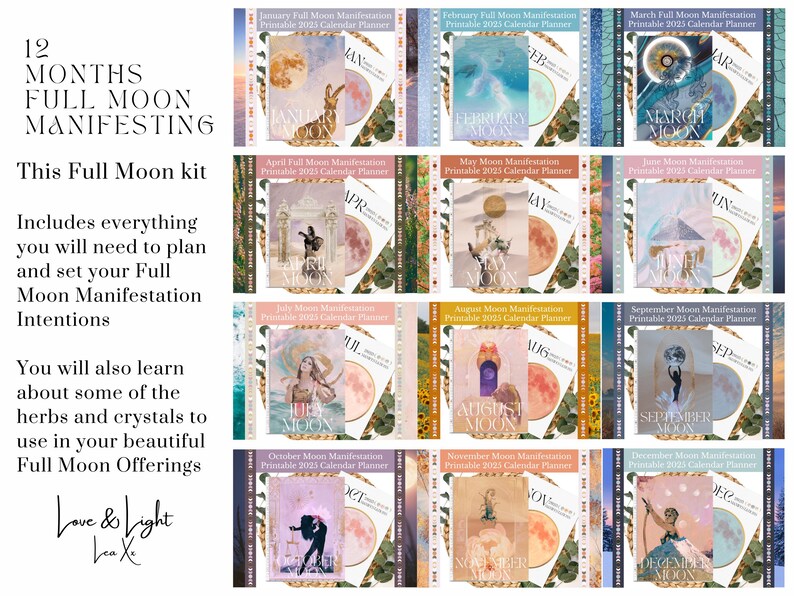 Printable January Calendar Planner Pages for Full Moon Manifestation ...