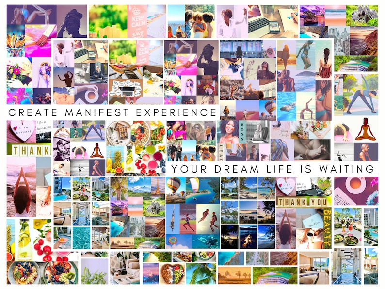Utskrivbart visionstavlapaket 1200 bilder Direktnedladdning PDF Utskrivbara foton Moodboard för henne Manifesteringskit Attraktionslagen Lycka bild 8
