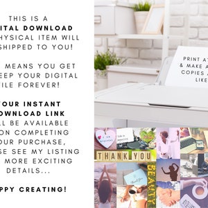Utskrivbart visionstavlapaket 1200 bilder Direktnedladdning PDF Utskrivbara foton Moodboard för henne Manifesteringskit Attraktionslagen Lycka bild 10