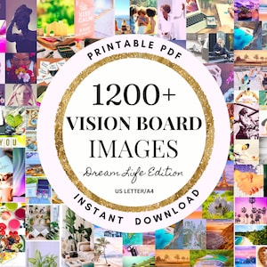 Vision Board Printable Kit 1200 Images Instant download PDF Printable Photos Mood Board For Her Manifesting Kit Law of Attraction Happiness