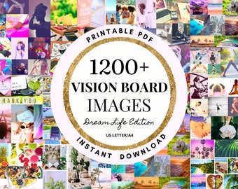 Kit imprimable Vision Board 1200 images Téléchargement instantané PDF Photos imprimables Mood Board For Her Kit Manifesting Law of Attraction Happiness