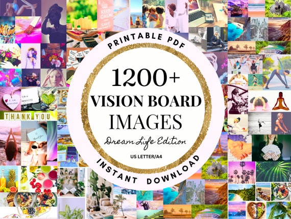 Vision Board Printable Kit 1200 Images Instant download PDF Printable Photos Mood Board For Her Manifesting Kit Law of Attraction Happiness