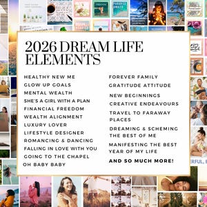 2026 Vision Board Images Manifest Happiness Printable PDF Mood Board for Women Inspiring Positive Affirmations Abundance Law of Attraction image 4