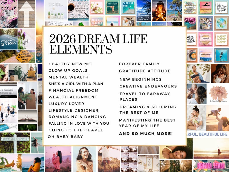 2026 Vision Board Images Manifest Happiness Printable PDF Mood Board for Women Inspiring Positive Affirmations Abundance Law of Attraction image 4