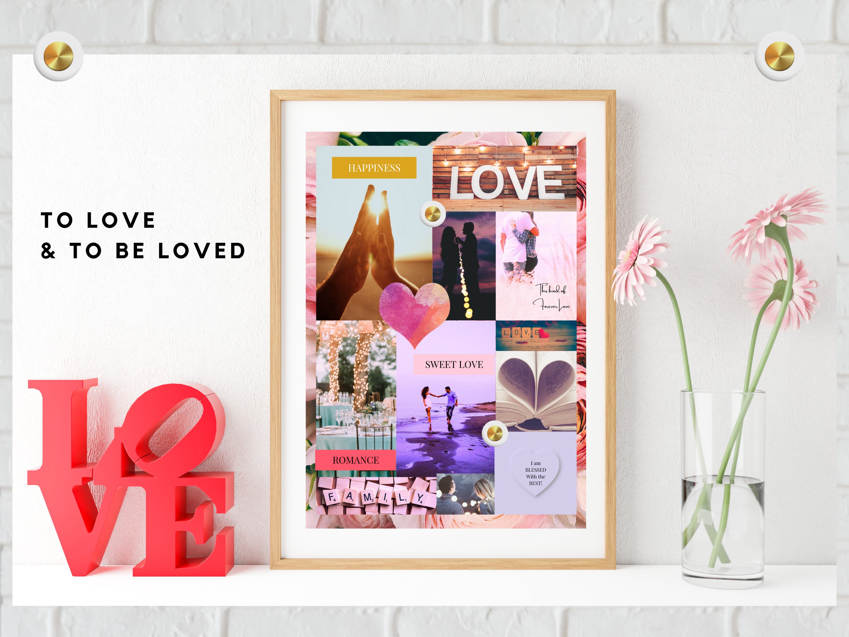 2025 Printable Love Vision Board Images Manifest Happiness PDF Quotes ...