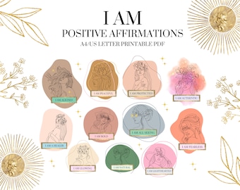 Positive Affirmations Printable Happiness PDF Vision Board for Women Inspiring Quotes Abundance Law of Attraction Healing Affirmations 2025