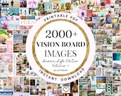 2026 Vision Board Images Manifest Happiness Printable PDF Mood Board for Women Inspiring Positive Affirmations Abundance Law of Attraction