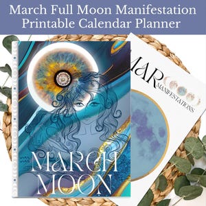 Fullmånejournal Manifestationer för mars Utskrivbara kalenderplanerare för fullmåne Ny manifestationsritual PDF Fiskarnas planerare