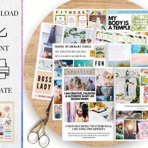 2024 Vision Board Manifest Happiness Printable PDF Mood Board for Women Inspiring Quotes Positive Affirmations Abundance Law of Attraction image 2