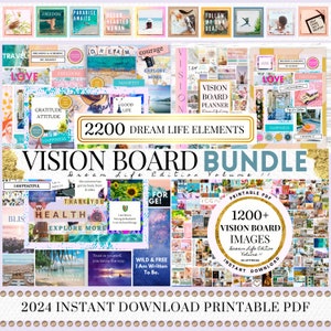 2024 Vision Board Printable PDF Manifest New Beginnings Mood Board for Women Inspirational Quotes  Law of Attraction Affirmations Goal Plan