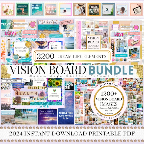 PRINTABLE Vision Board Kit for Women Vision Board Party New Year New You  Magazine Clippings, Clip Art, Affirmations, Power Words & More 