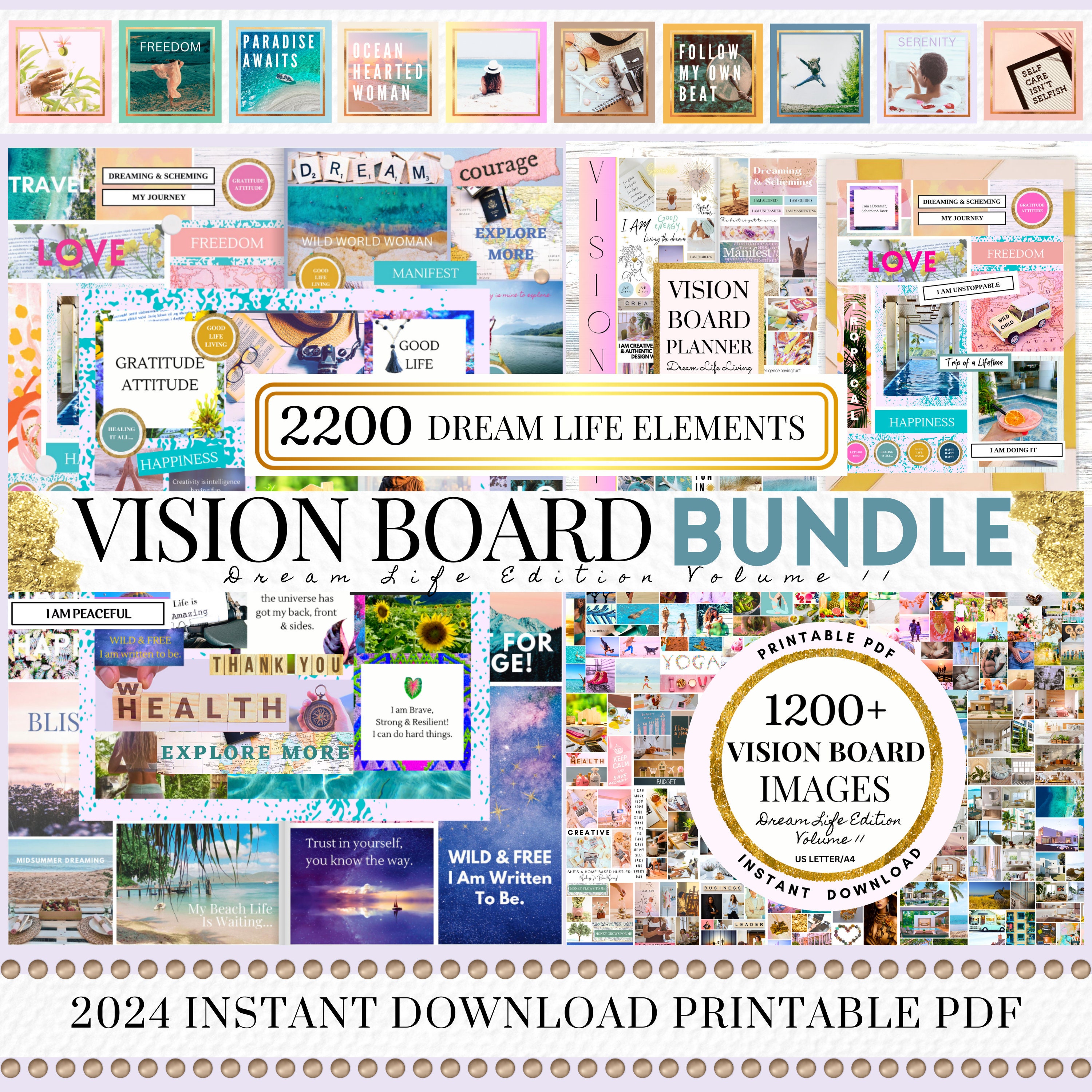2024 Vision Board Workbook And Planner - 8.5 inches x 11 inches: 2024  Manifesting Journal For Women