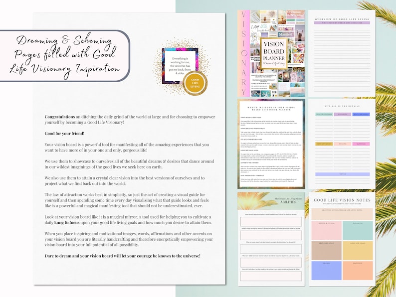 Vision Board Planner Digital Printable Journal Manifestation Pages PDF ...