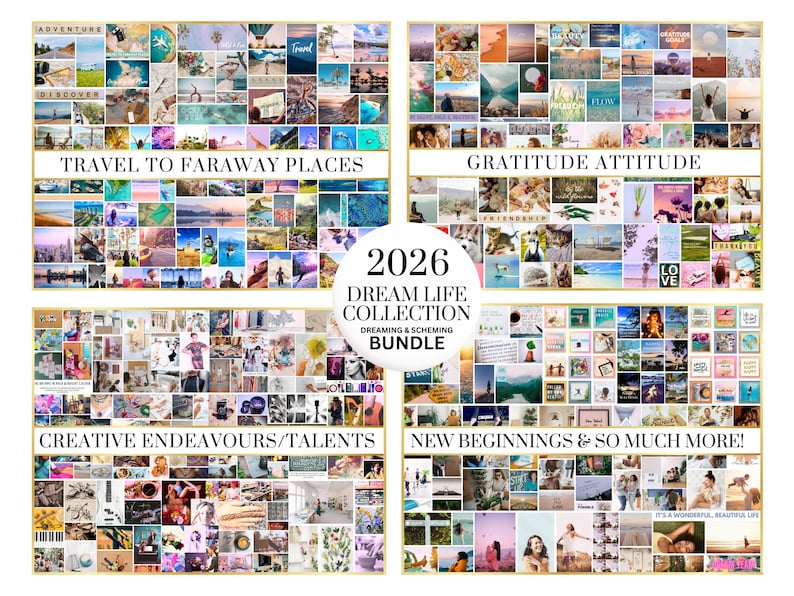 2026 Vision Board Images Manifest Happiness Printable PDF Mood Board for Women Inspiring Positive Affirmations Abundance Law of Attraction image 7