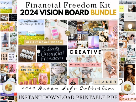 2024 Vision Board Kit With Printable Words Quotes Images 
