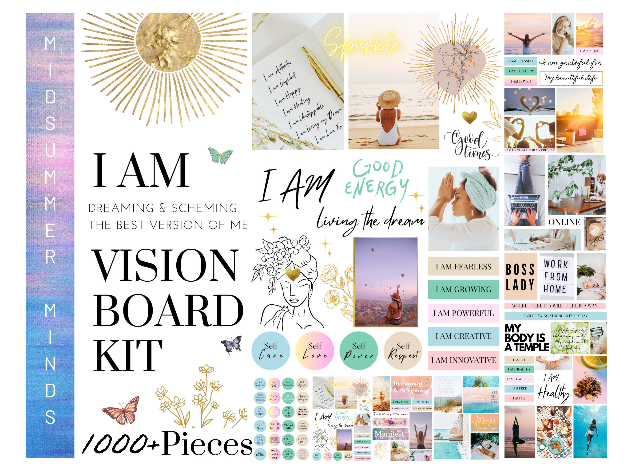 2024 Mini Vision Board Clip Art Book 300+ Images, Quotes, And Text On