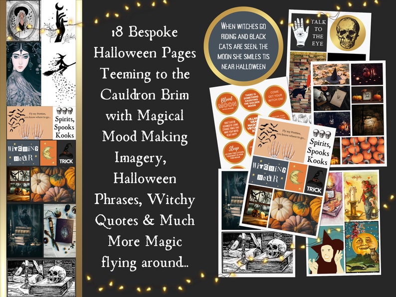 Halloween Vision Board Kit Printable Witchy Gift Cards Halloween Decor 
