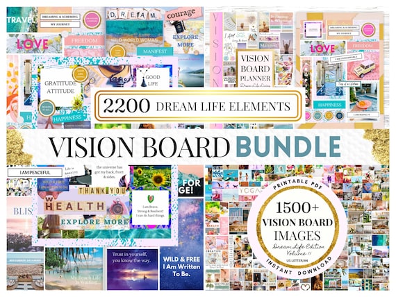 2025 Vision Board Printable PDF Manifest New Beginnings Mood Board for Women Inspirational Quotes  Law of Attraction Affirmations Goal Plan