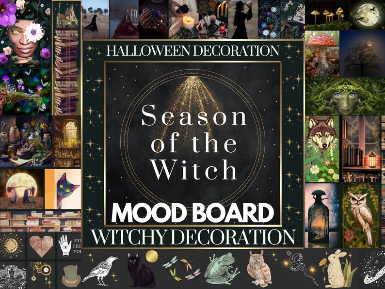Halloween Vision Board Kit Printable Witchy Gift Cards Halloween Decor 
