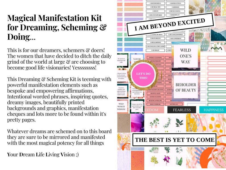 Vision Board Kit 65 Printable Pages 850 Pieces + Images Instant ...