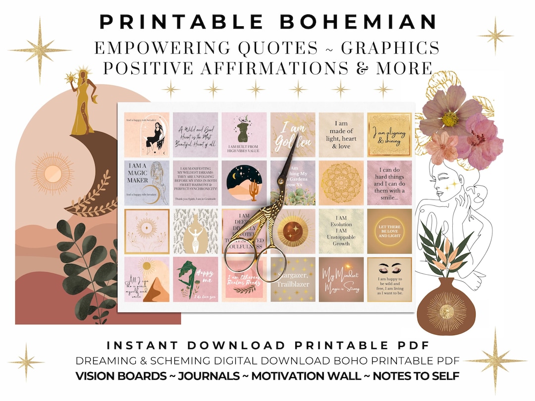 2025 Printable PDF Vision Board for Women Positive Affirmations Quotes ...