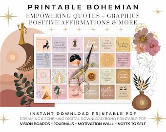 2025 Printable PDF Vision Board for Women Positive Affirmations Quotes Printable Journal 2025 Inspiring Quotes Law of Attraction