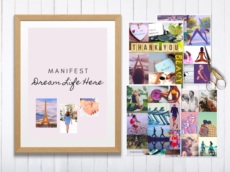 Utskrivbart visionstavlapaket 1200 bilder Direktnedladdning PDF Utskrivbara foton Moodboard för henne Manifesteringskit Attraktionslagen Lycka bild 6