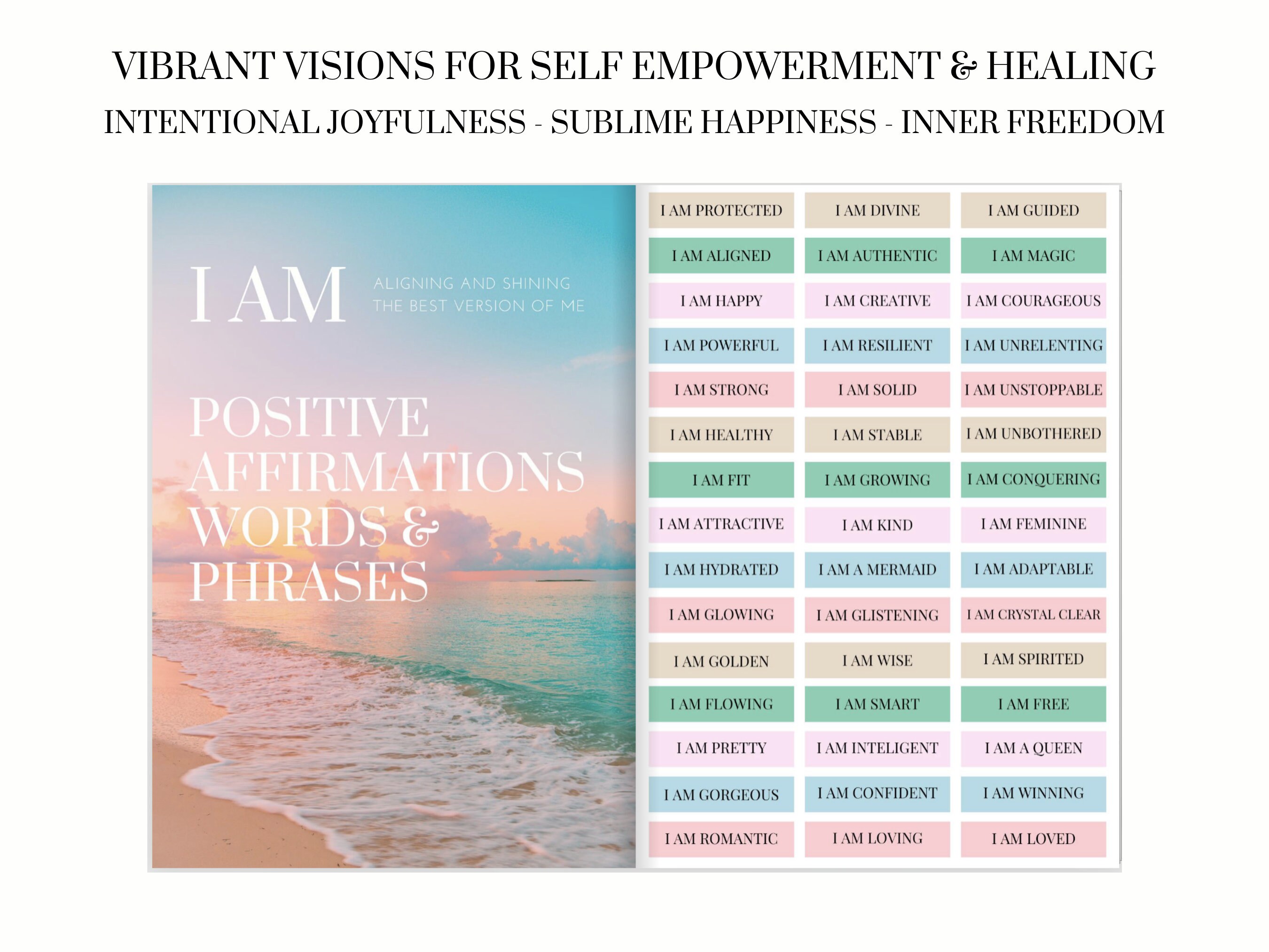 2025 Manifest Happiness Printable Affirmations PDF Vision Board for ...