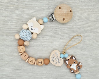 Pacifier chain with name | Fox | A little bit of mom, a little bit of dad and a lot of wonder