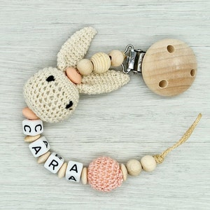 Pacifier chain with name fox rabbit koala gift for birth baby gift boy girl colors selectable