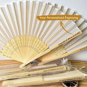 Elegantly Engraved Sandalwood Fans for Bulk Order, Personalized Wedding Fans, Custom Wedding Favors, Fans for Guests, Bulk Wedding Fans