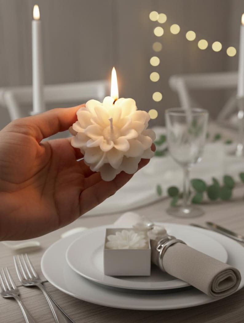 Personalized Wedding Candle Favors, Lotus Flower Candles, Engagement ...