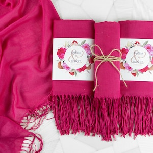 Shawls for Wedding Fuchsia Pashmina Shawl - Wedding Favors for Guests in Bulk, , Wedding Shawl Scarves, Wedding Scarf, Bridesmaid Shawl
