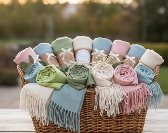 100 pcs Bulk Pashmina Shawl, Personalized Shawl, Wedding Scarf, Bridesmaid Shawl, Pashmina Wrap, Shawls for Wedding, Wedding Shawl Scarves