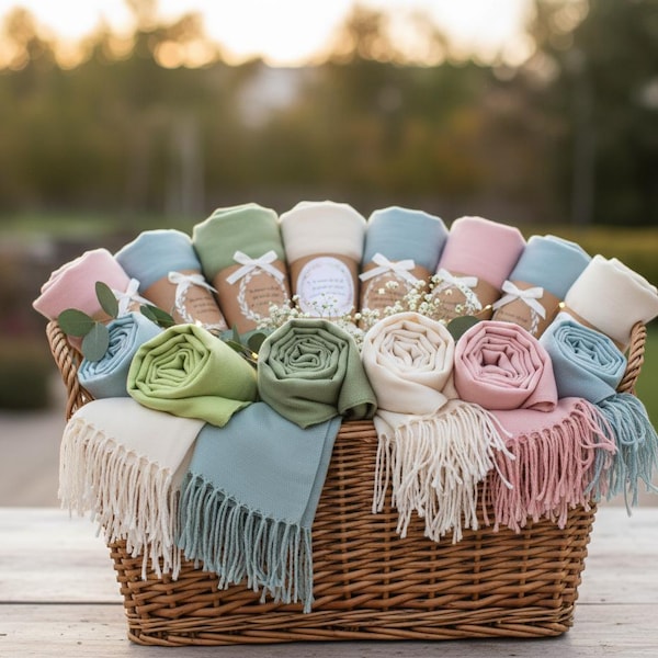 100 pcs Bulk Pashmina Shawl, Personalized Shawl, Wedding Scarf, Bridesmaid Shawl, Pashmina Wrap, Shawls for Wedding, Wedding Shawl Scarves