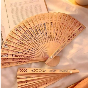 Elegantly Engraved Sandalwood Fans for Bulk Order, Personalized Wedding Fans, Custom Wedding Favors, Fans for Guests, Bulk Wedding Fans