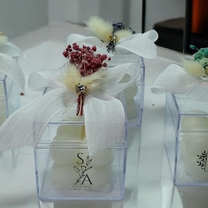 50 PCS Personalized Wedding Candle Favors for Guest, Engagement Candle Favors, Bubble Candle Wedding Favor, Baptism Candle Favors