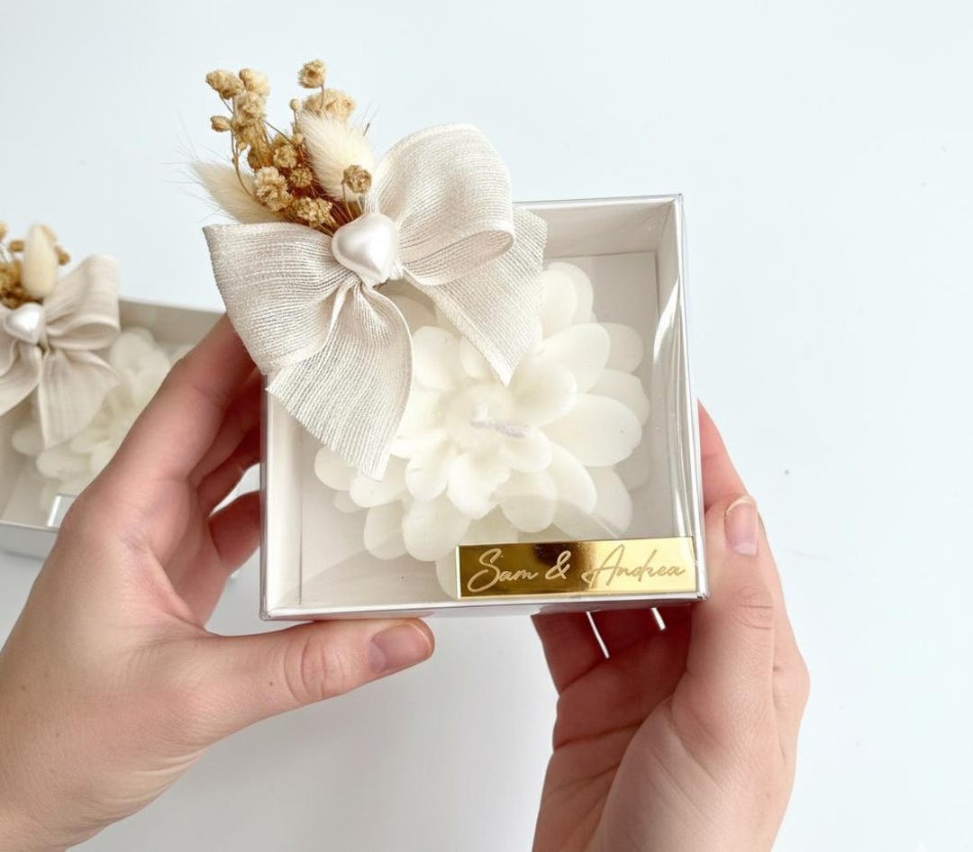 Personalized Wedding Candle Favors, Lotus Flower Candles, Engagement ...