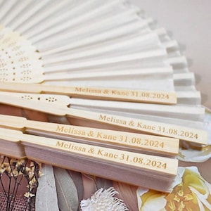 Custom Hand Fan,Wooden Wedding Fan,Bulk Wedding Favors, Wedding Party Favors, Wood Hand Fan,Gifts, Guests Engraved Cloth Fans Baby Shower