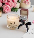 Wedding Favor Custom Candles, Bridal Shower Party Favors, Bulk Candle Jar, Soy Wax, Elegant Glass-Look Jars vanilla scent product logo