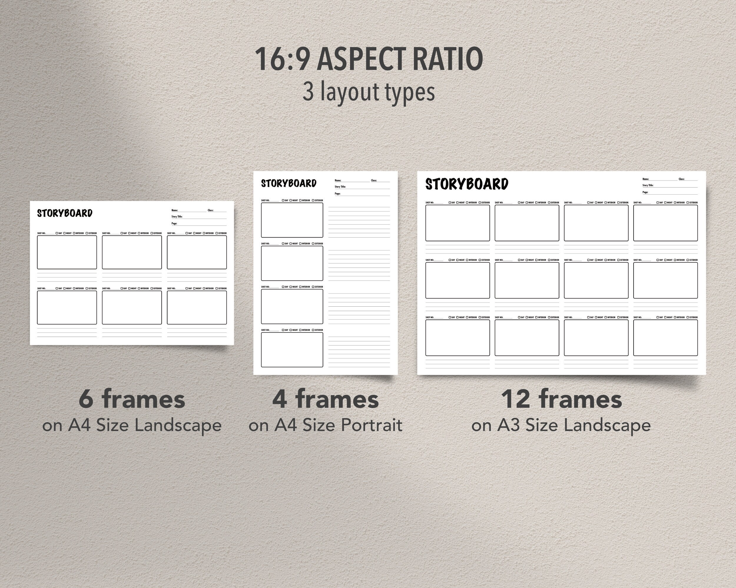 Mult Story Layout Adaptable Dual Layout Storyboard Template for Social Media & Film ...