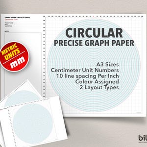 Cuadrícula imprimible para dibujar un gráfico circular: gráfico de coordenadas polares para arquitectos, diseñadores e ingenieros. Unidades métricas. Descarga en PDF.