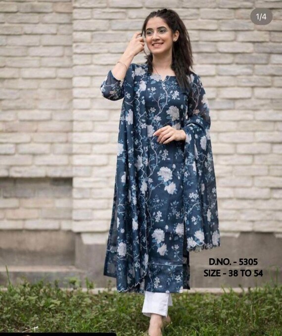 Digital Printed Chanderi Cotton Peplum Style Kurti in Black : TJW1719