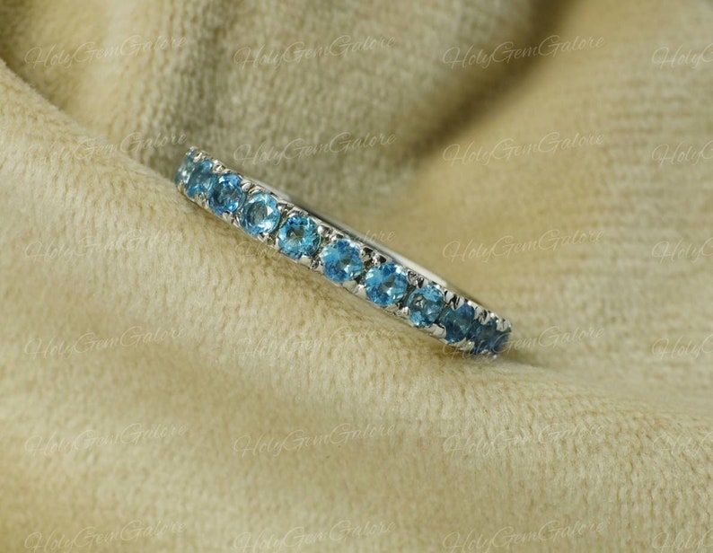 Unique Rare AAA Aquamarine Eternity Band Ring, Santa Maria Aquamarine