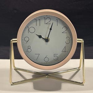 Pink And Gold Battery Operated Clock