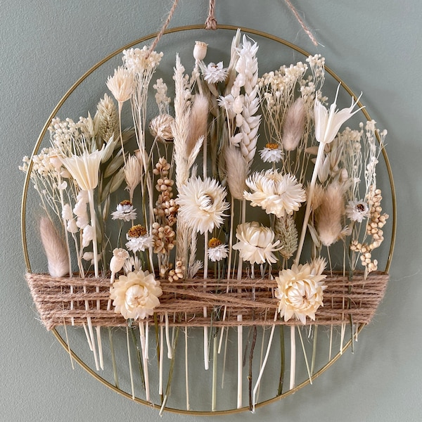 Boho Summer Wreath with Dried Flowers and Grasses - Perfect Gift for Mother, Sister or Friend