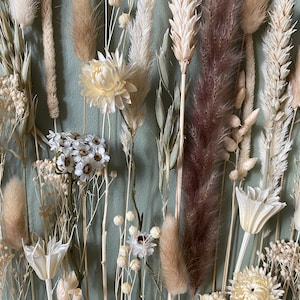 Unique floral and jute wreath in garden style.Earthy beige flowers for naturalistic interiors. Metal, black ring with jute cord and flowers image 5