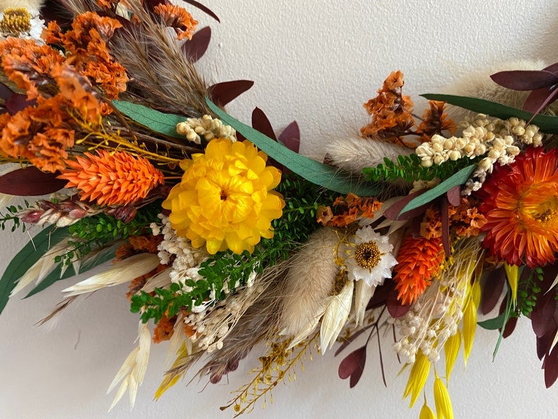 Summer and Fall Decorative Wreath With Dried Flowers and Grasses Etsy
