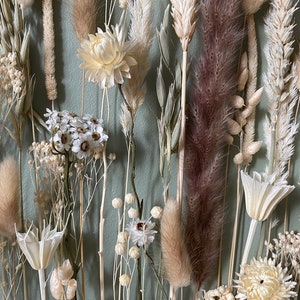 Unique floral and jute wreath in garden style.Earthy beige flowers for naturalistic interiors. Metal, black ring with jute cord and flowers image 4